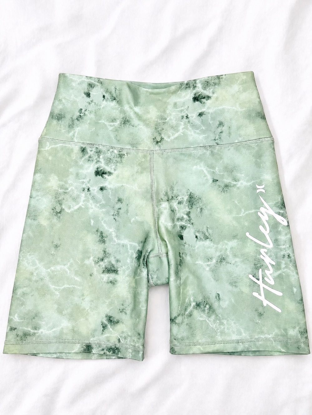 Hurley Breeze Biker Shorts Tie Dye Green High Rise 5.5” Athletic S